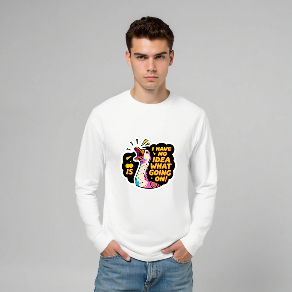 I Have No Idea What's Going On! Unisex Long Sleeve Tee - Funny Duck Graphic - Image 6