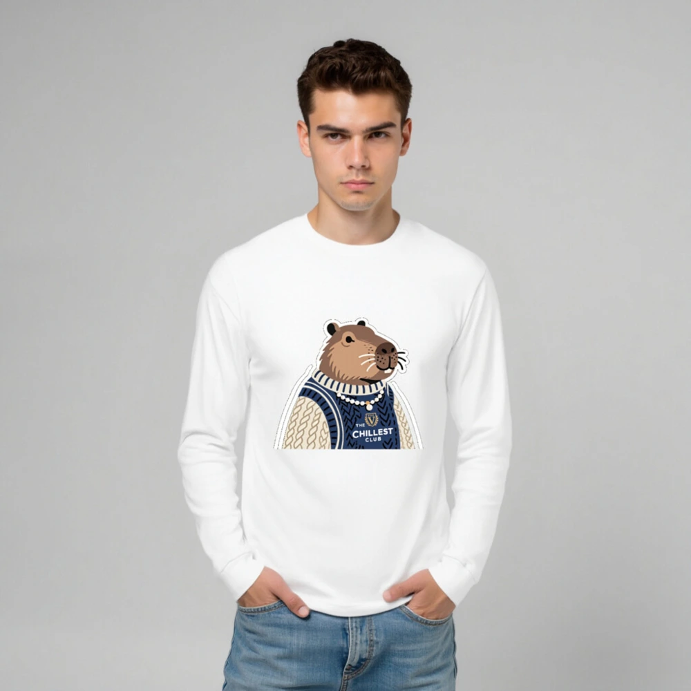 Unisex Long Sleeve Tee with Capybara Graphic - The Chillest Club - Image 6