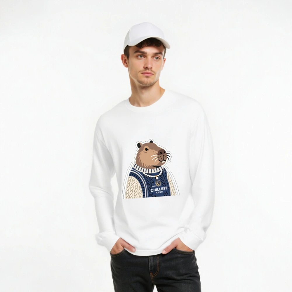 Unisex Long Sleeve Tee with Capybara Graphic - The Chillest Club - Image 7