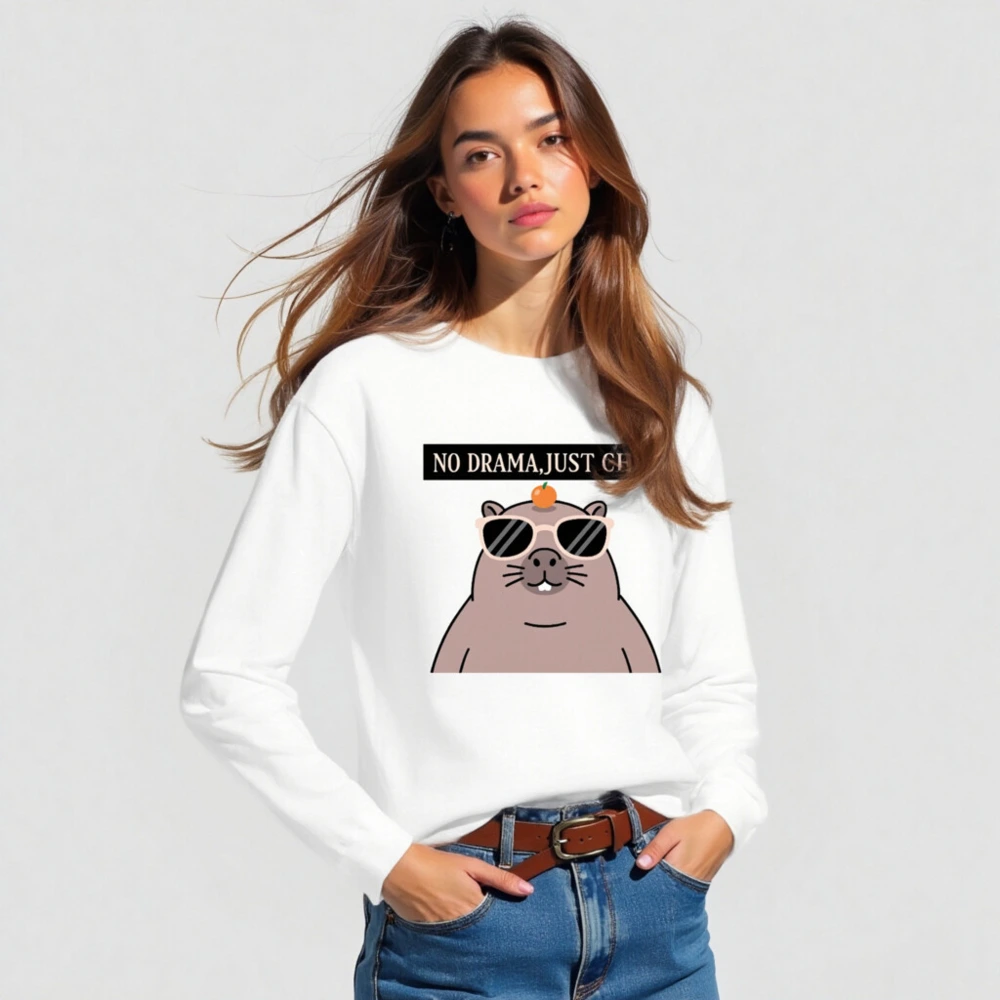 No Drama, Just Chill Groundhog Long Sleeve Tee - Unisex Comfort Fit - Image 3