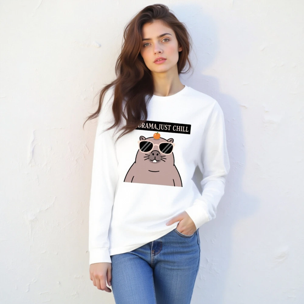 No Drama, Just Chill Groundhog Long Sleeve Tee - Unisex Comfort Fit - Image 4