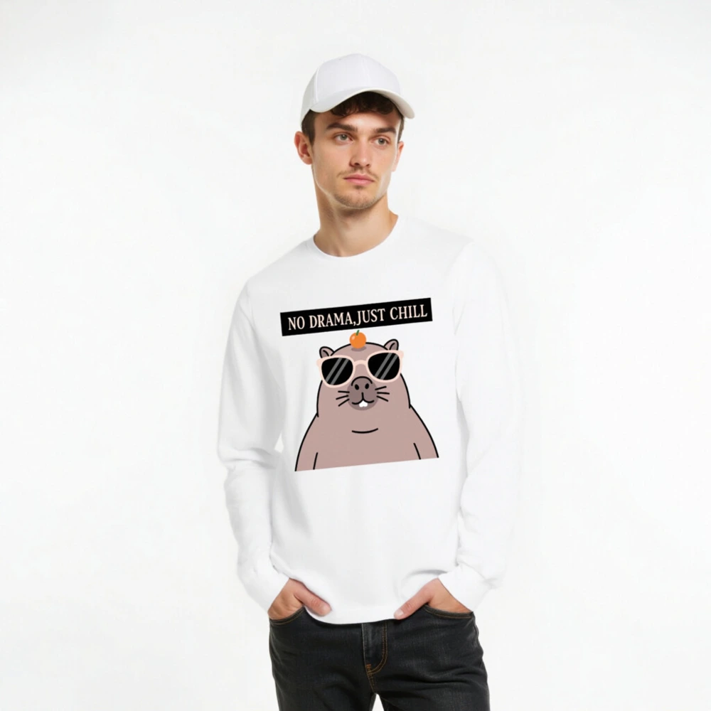 No Drama, Just Chill Groundhog Long Sleeve Tee - Unisex Comfort Fit - Image 7