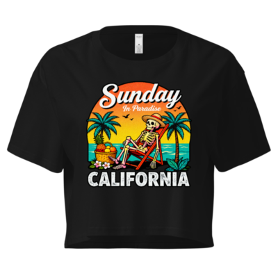 Women's Crop Top Sunday in Paradise California Skeleton Beach Graphic Tee