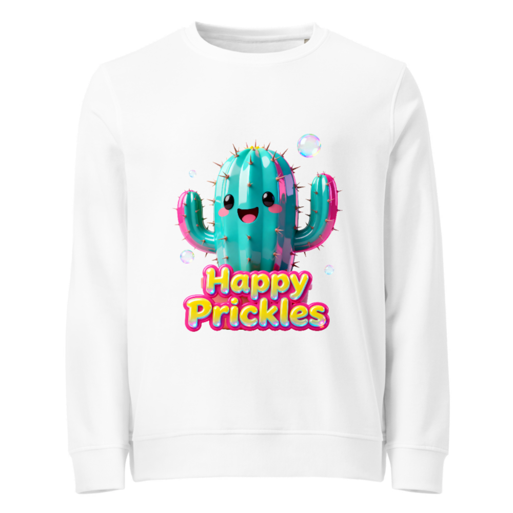 Happy Prickles Cactus Organic Sweatshirt | Unisex Eco-Friendly Crewneck