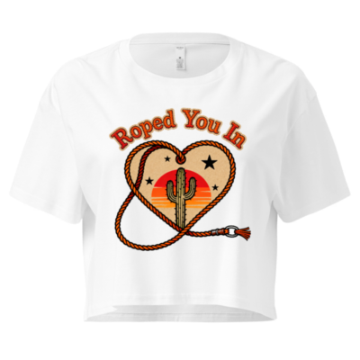 Women's Crop Top - Roped You In Cactus Sunset Heart Design