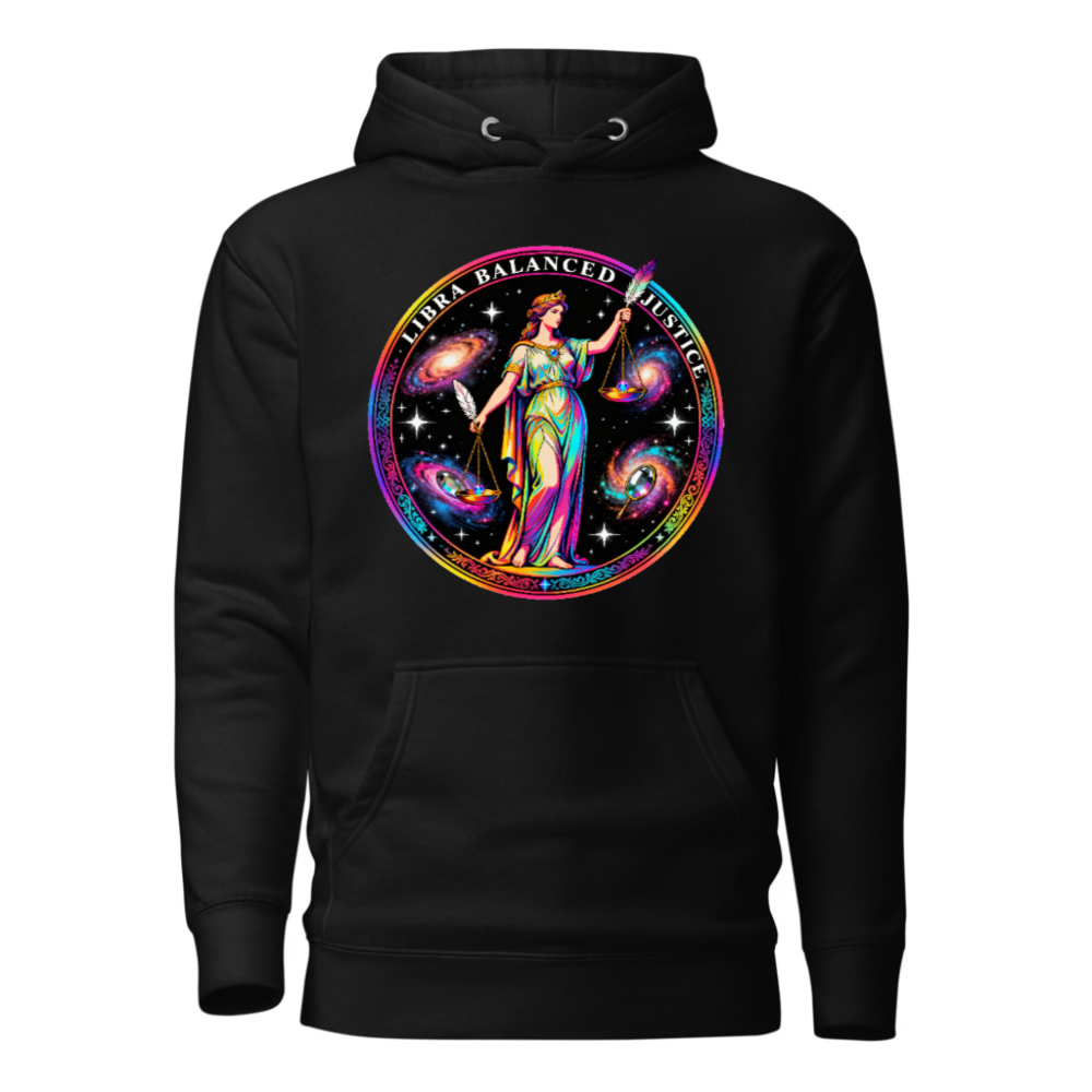 Unisex Premium Pullover Hoodie - Libra Balanced Justice Cosmic Galaxy Design