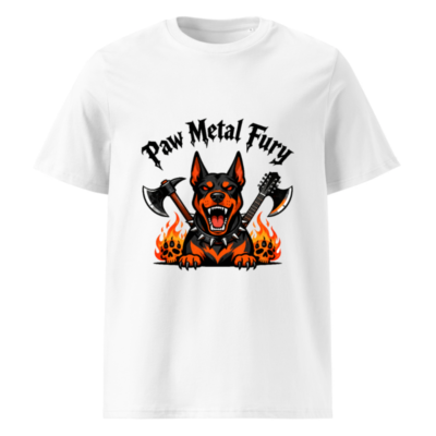 Paw Metal Fury Doberman T-Shirt - Unisex Organic Cotton Tee