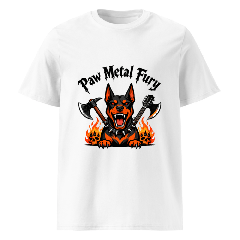 Paw Metal Fury Doberman T-Shirt - Unisex Organic Cotton Tee