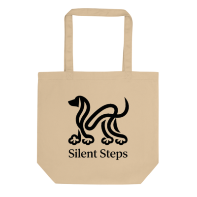 Eco Oyster Tote Bag | Silent Steps Dog Design | Sustainable Cotton Tote