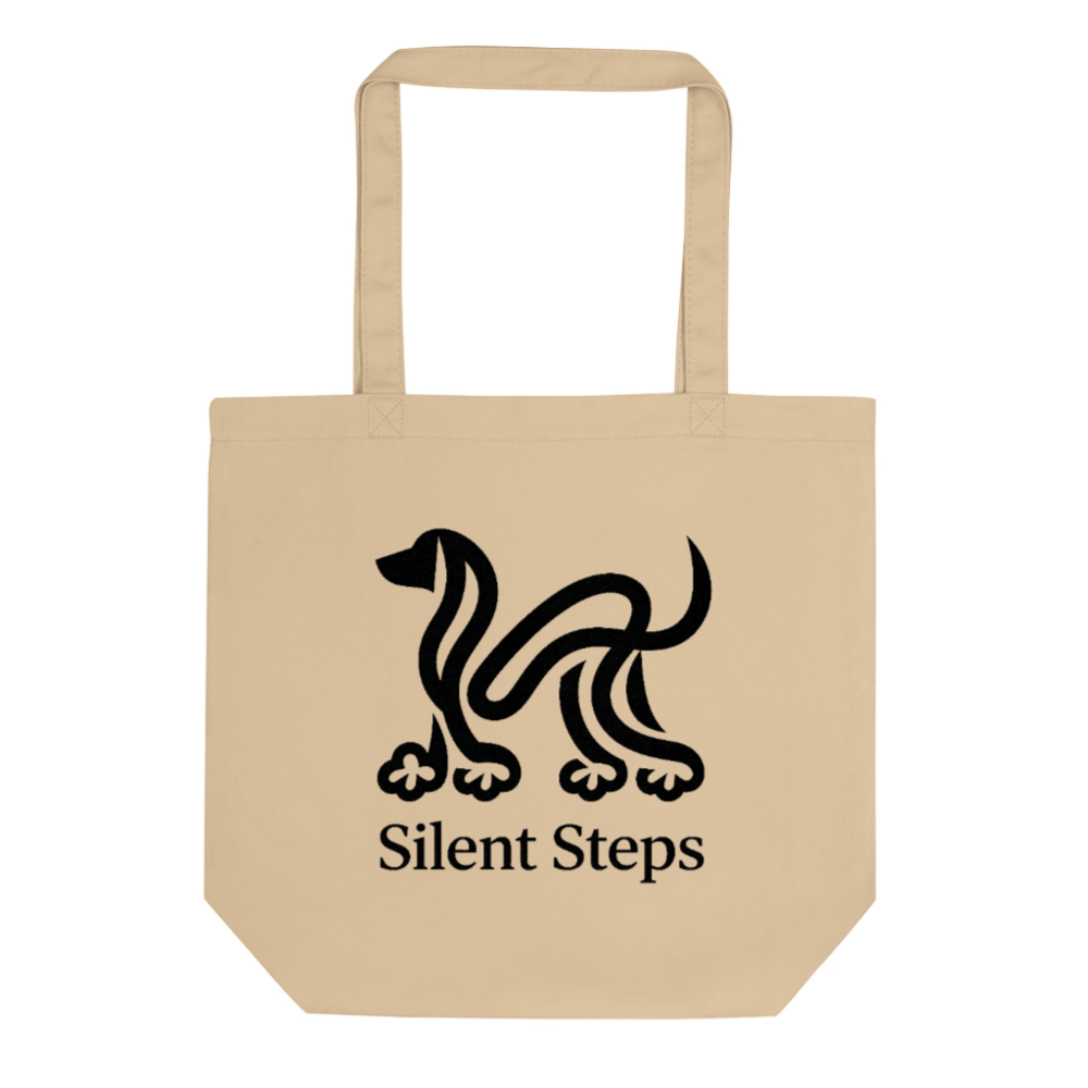 Eco Oyster Tote Bag | Silent Steps Dog Design | Sustainable Cotton Tote
