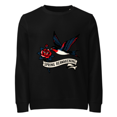 Unisex Organic Sweatshirt | Spring Reawakening Bird & Rose Design