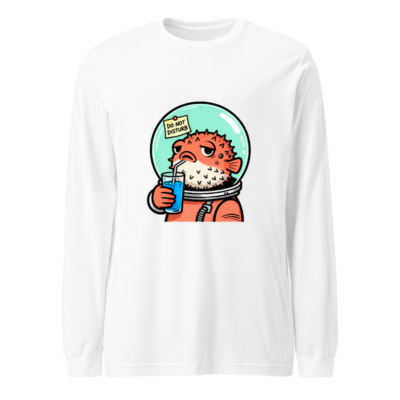 Pufferfish Astronaut Long Sleeve Tee - 'Do Not Disturb' Space Fish Graphic Unisex Shirt