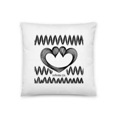 Infinite Us Heart Pillow 18"x18" - Modern Black & White Art Decorative Throw Pillow