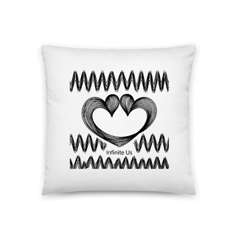 Infinite Us Heart Pillow 18"x18" - Modern Black & White Art Decorative Throw Pillow