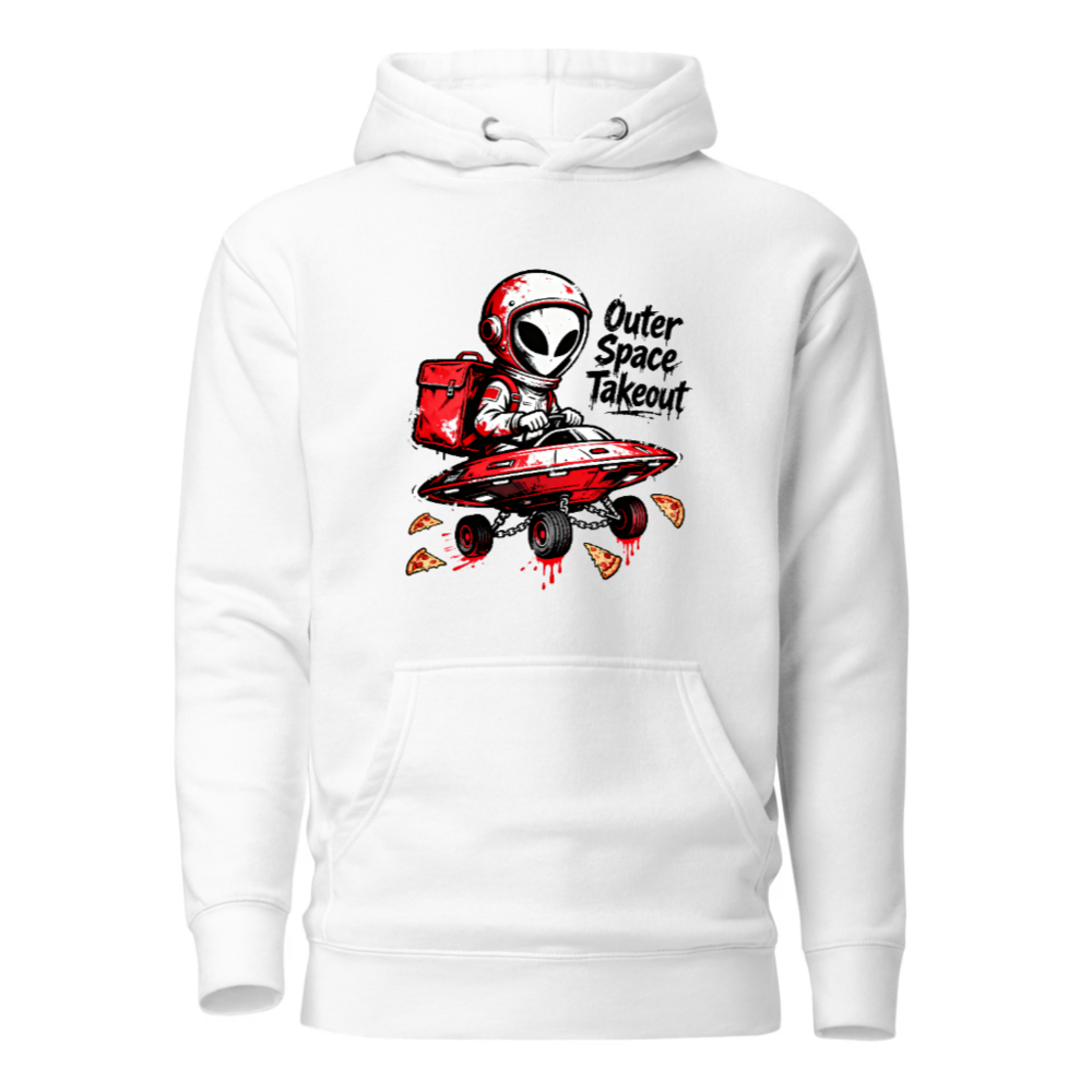 Outer Space Takeout Hoodie - Alien Pizza Delivery Unisex Pullover