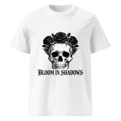 Unisex Organic Cotton T-Shirt | Skull with Roses & Thorns - Bloom in Shadows