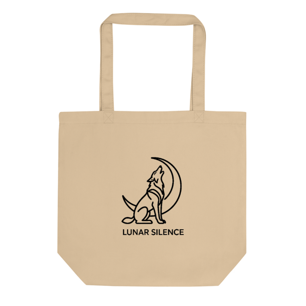 Eco Oyster Tote Bag | Sustainable Cotton Tote with Lunar Silence Wolf Design