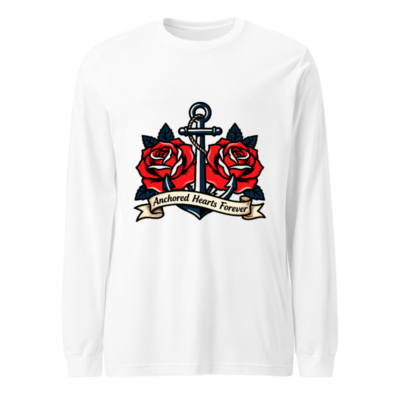 Anchored Hearts Forever Rose Anchor Long Sleeve Tee - Unisex Classic Fit