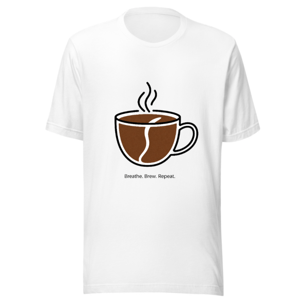 Unisex Staple T-Shirt | Breathe. Brew. Repeat. Coffee Cup Design