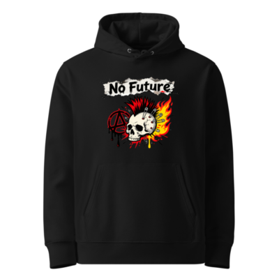 No Future Punk Hoodie - Unisex Eco-Friendly Essential Hoodie with Skull & Anarchy Design