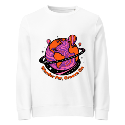 Unisex Organic Sweatshirt | Wander Far, Groove On Planet Design