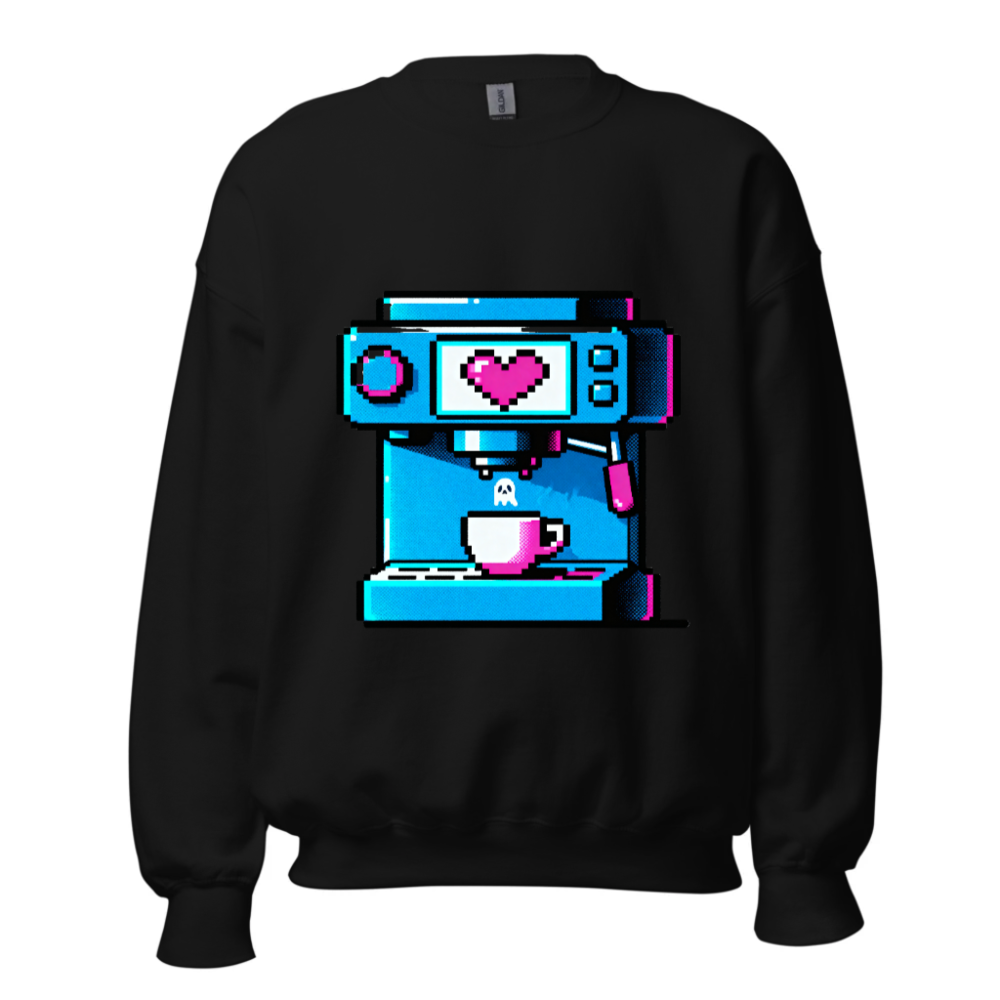 Pixel Art Coffee Machine Sweatshirt | Unisex Crew Neck Sweatshirt
