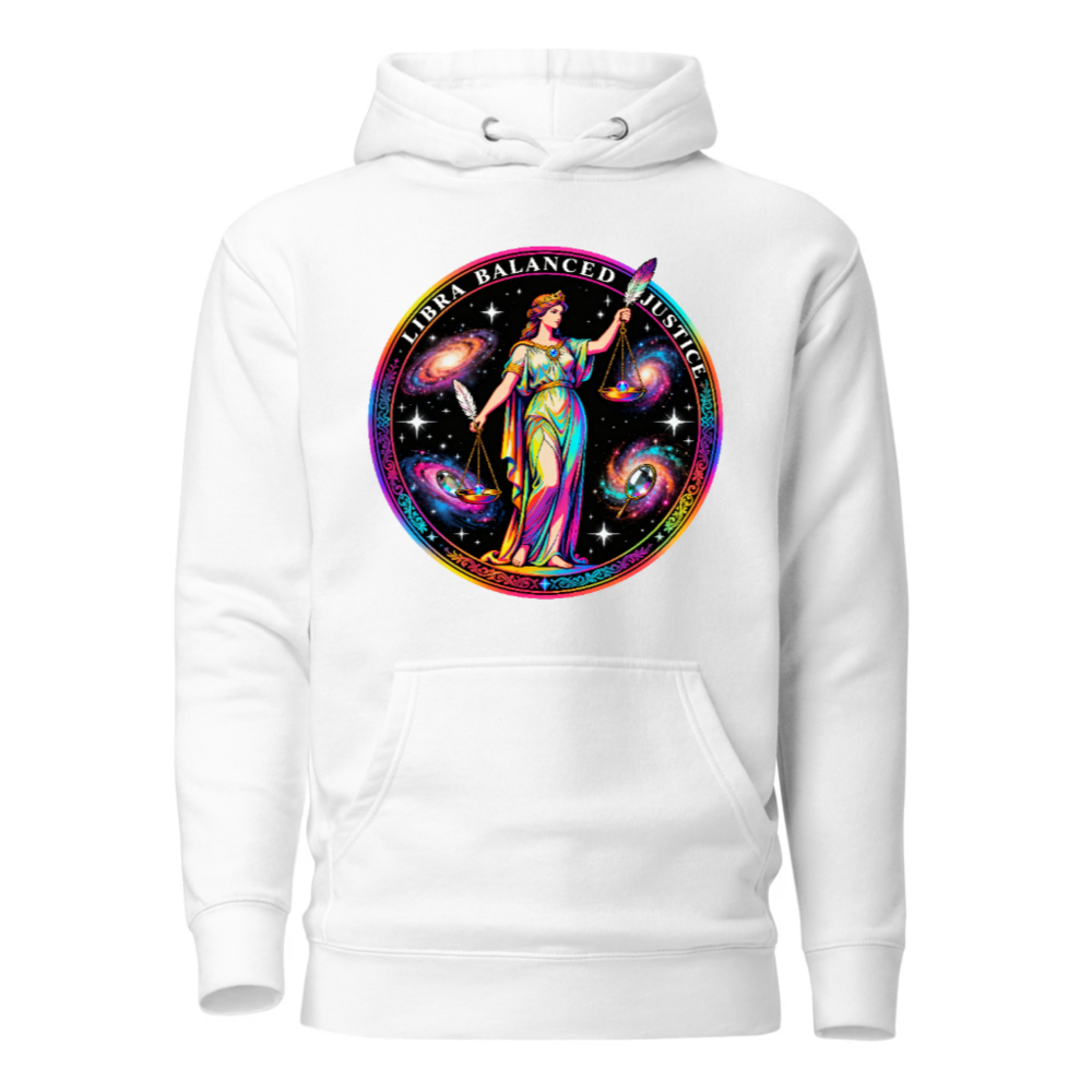 Unisex Premium Pullover Hoodie - Libra Balanced Justice Cosmic Design