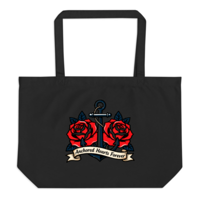 Organic Tote Bag with Anchor & Roses Design | Anchored Hearts Forever
