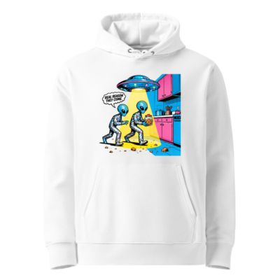 Unisex Eco Hoodie - Alien Cookie Heist Graphic Sweatshirt