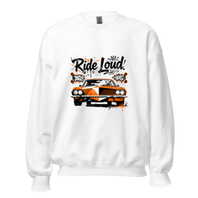 Unisex Ride Loud! Orange & Black Muscle Car Sweatshirt - Crew Neck