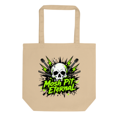 Eco Oyster Tote Bag | Skull & Guitars Design | Mosh Pit Eternal | Sustainable Canvas Tote