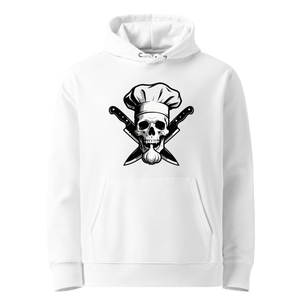 Chef Skull Hoodie - Unisex Eco-Friendly Sweatshirt with Garlic & Knives Design