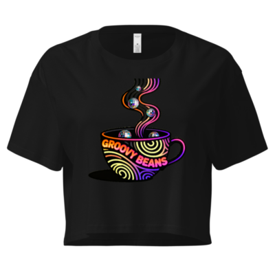 Women's Groovy Beans Crop Top | Neon Disco Coffee Tee