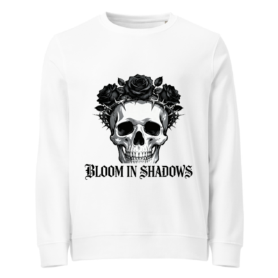 Unisex Organic Sweatshirt | Bloom in Shadows Skull & Roses Design