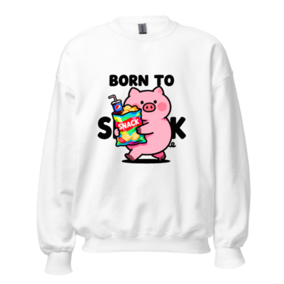 Born to Snack Pig Sweatshirt | Unisex Crew Neck, Comfortable Soft Fabric