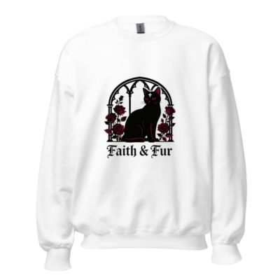 Faith & Fur Black Cat Gothic Sweatshirt - Unisex Crew Neck