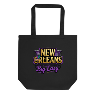 Eco Black Tote Bag | New Orleans Big Easy | Sustainable Cotton Tote