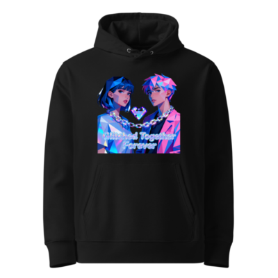 Glitched Together Forever Unisex Eco Hoodie - Pixel Art Couple Design