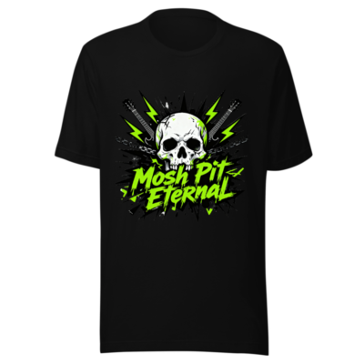 Mosh Pit Eternal Unisex T-Shirt - Black Skull Guitar Design