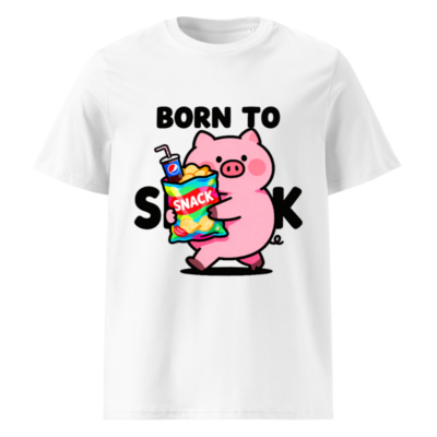Unisex Organic Cotton T-Shirt - Born to Snack Pig with Chips & Pepsi