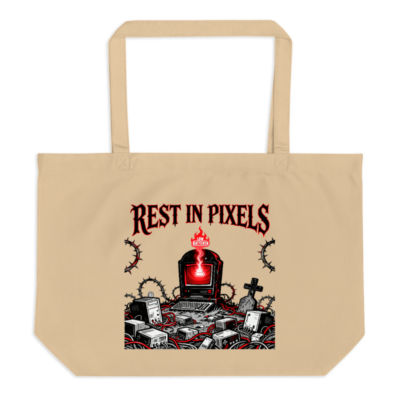 Rest in Pixels Organic Tote Bag | Eco-Friendly Large Canvas Tote