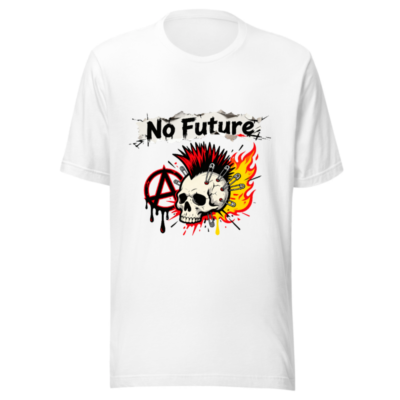 No Future Punk Skull T-Shirt - Unisex Staple Tee with Anarchy Symbol & Fire