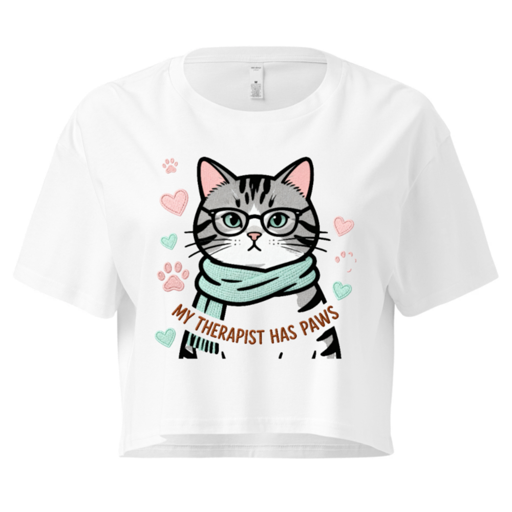 Women's Crop Top - My Therapist Has Paws Cat Graphic Tee