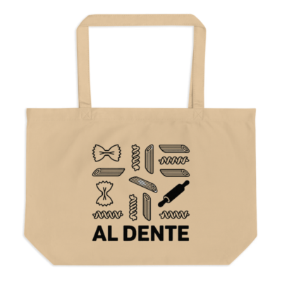 Organic Cotton Tote Bag | Al Dente Pasta Design | Large Eco-Friendly Shopper