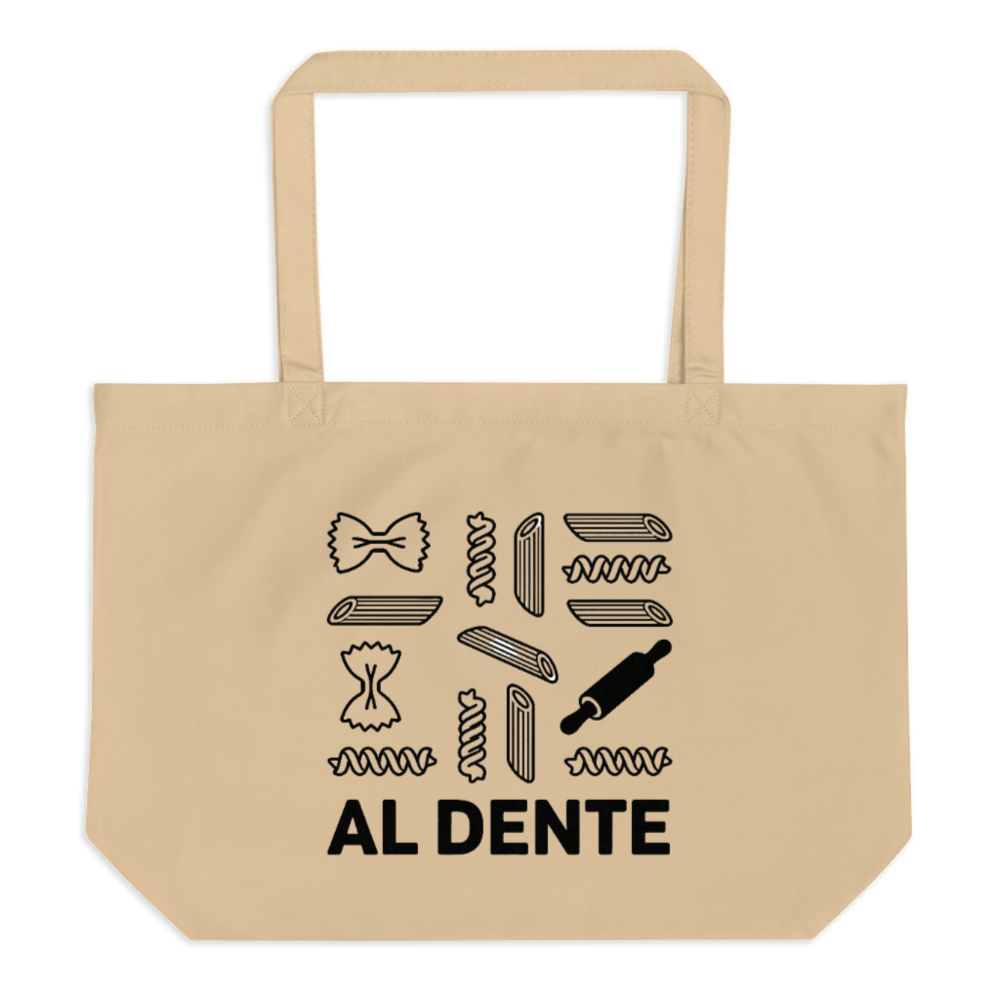 Organic Cotton Tote Bag | Al Dente Pasta Design | Large Eco-Friendly Shopper