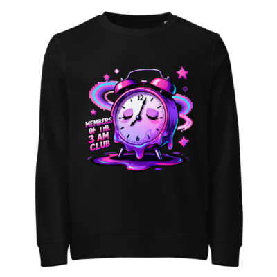 Unisex Organic Sweatshirt | Members of the 3 AM Club Alarm Clock Design