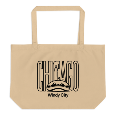 Chicago Windy City Organic Tote Bag - Large Eco-Friendly Canvas Tote