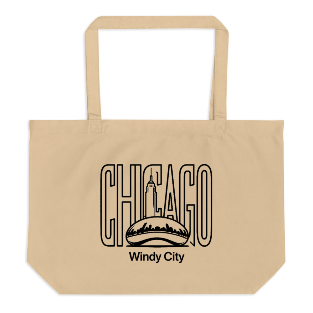 Chicago Windy City Organic Tote Bag - Large Eco-Friendly Canvas Tote