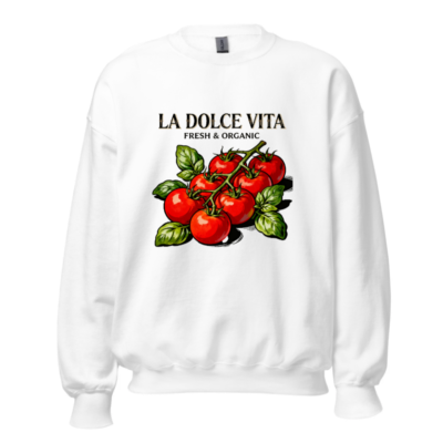 La Dolce Vita Organic Tomato Crew Neck Sweatshirt - Unisex, Fresh & Organic