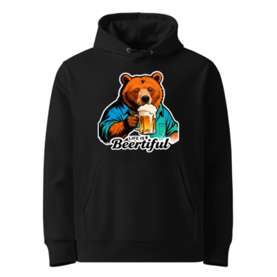 Unisex Eco Hoodie with Bear Beer Design | Life is Beertiful